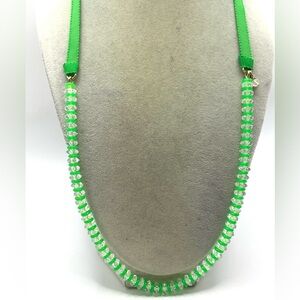 J crew Crewcuts Girls Bright Green Beaded Necklace with Bow closure. Adjustable
